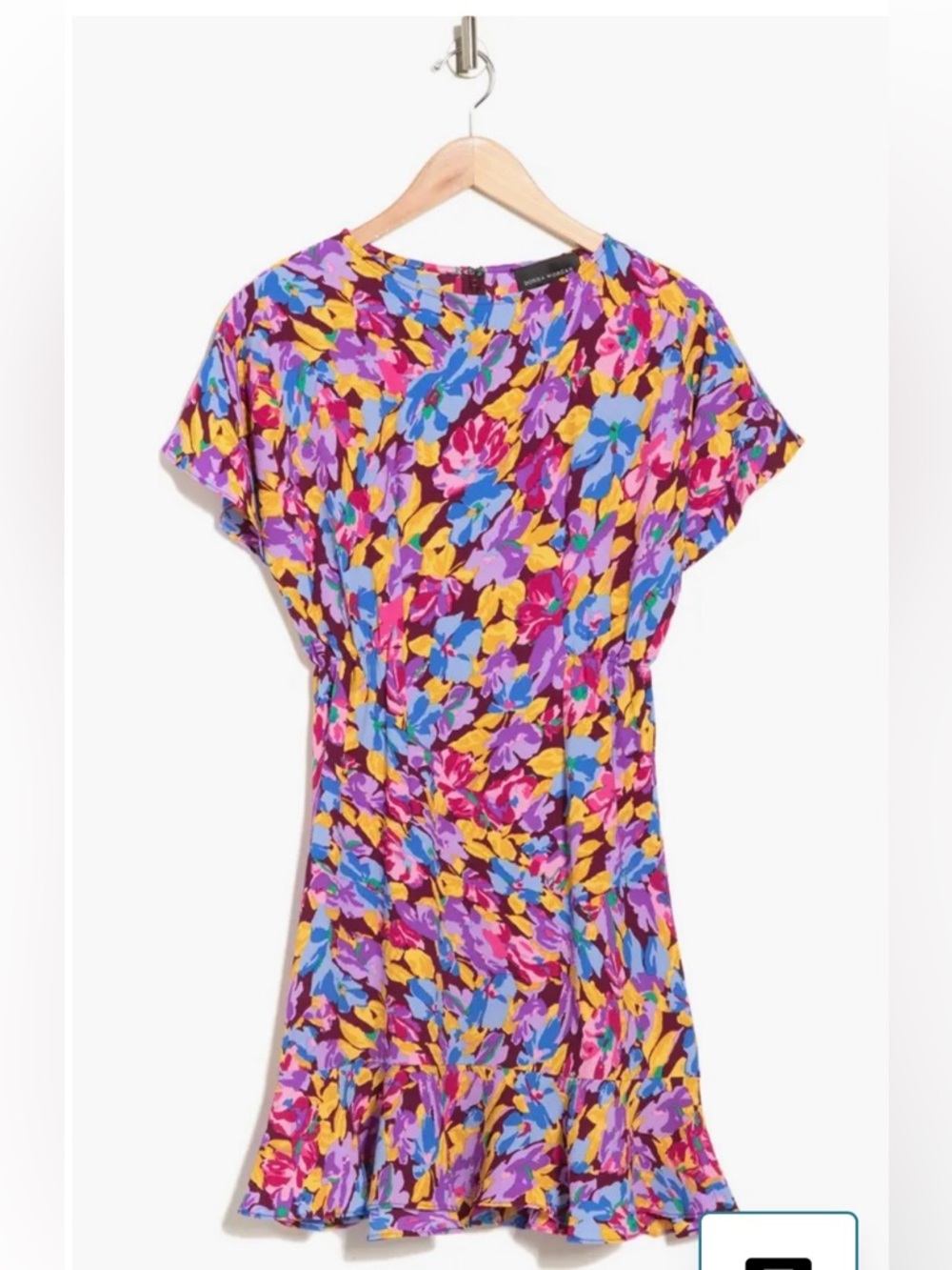 Donna Morgan Purple Floral Short Sleeve Top